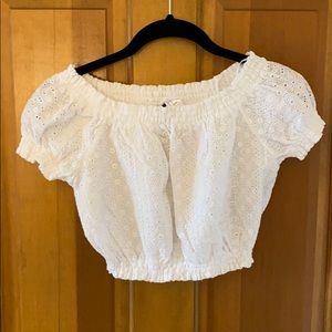 Off the shoulder white top